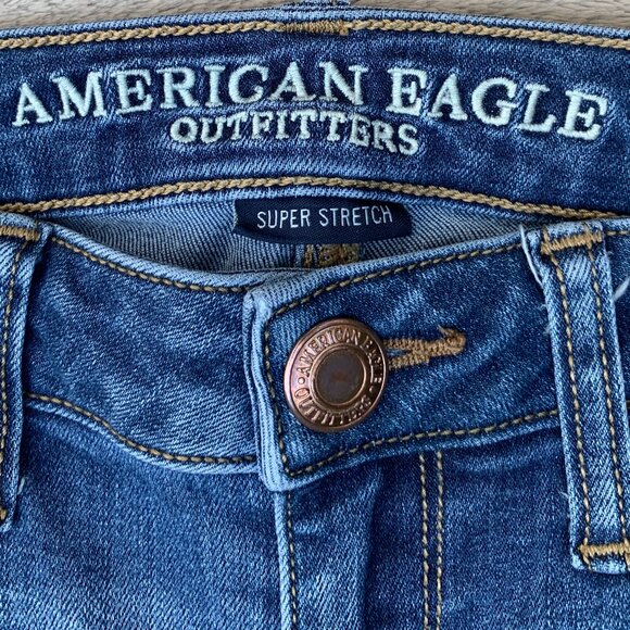 American Eagle Outfitters Super Stretch Low Rise Skinny Kick Jeans Sz0 - Picture 13 of 15